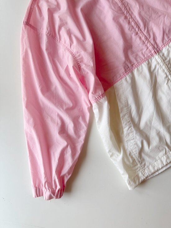 Vintage 00's WINDRIVER Pink White Nylon Hooded Windbreaker Jacket, Size L - Picture 9 of 16